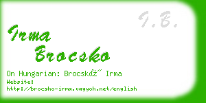 irma brocsko business card